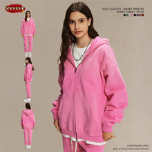 Lade das Bild in den Galerie-Viewer, ZODF  Retro  Men Spray-Dyed Zipper Hoodies Unisex
