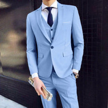 Load image into Gallery viewer, Men Blazers 3 Pieces Slim Fit Turn down Collar Vest Pants Jackets Suit
