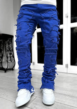 Load image into Gallery viewer, American  Stretch Patch Denim Straight-Leg Pants
