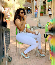 Load image into Gallery viewer, Women's White High Waist Ripped Jeans
