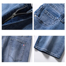 Load image into Gallery viewer, Summer Thin Men Korean Fashion Stretch Denim Shorts Classic Washed Straight Fit Knee Length Casual Versatile Jean Short Pants
