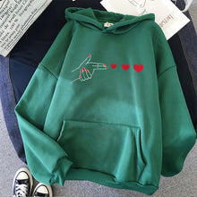 Load image into Gallery viewer, Funny Heart Pattern Printed Kangaroo Pocket Hoodies 90s Casual Sweatshirts Graphic Y2k Hooded Women's Gothic Streetwear Clothes
