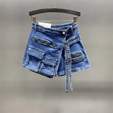 Load image into Gallery viewer, New Women's Denim Shorts Irregular Multiple Pockets Design Summer Short Jeans Y2k Streetwear High Waist Wide Leg Shorts Skirts
