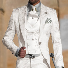 Load image into Gallery viewer, Jacquard Men's Suit 3 Piece Suit Groom Party Tuxedo Wedding Men's Formal Jacket Pants Vest Slim Fit Custom Suit Male
