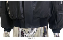 Load image into Gallery viewer, Mauroicardi Autumn Winter Short Oversized Black Warm Pu Leather Jacket Men with Faux Fur Trim Hood Loose Casual Korean Fashion
