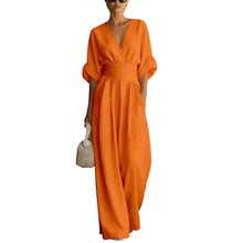 Load image into Gallery viewer, Women's Jumpsuit Fashion High Waist V-neck Casual Jumpsuits Sexy Solid Color Office Wide Leg Trousers Overalls Vacation Outfit
