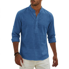 Load image into Gallery viewer, New Cotton Linen Shirts for Men Luxury Henley Casual T-Shirts Beach Long Sleeve Shirts Hawaiian Summer Shirt Gym Man for Work
