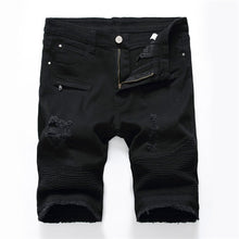 Load image into Gallery viewer, 2026 Summer Men's Red Rose Embroidered Jeans Shorts, Fashion Casual Shorts Black Blue White Men Torn and Frayed Denim Shorts
