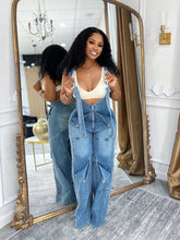 Lade das Bild in den Galerie-Viewer, High Waisted Zip Denim  Pockets Cargo Jeans Jumpsuits
