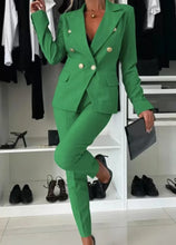 Load image into Gallery viewer, Two Piece Sets Woman Outfit 2025 Spring Solid Color Versatile Temperament Blazer Coat &amp; Fashiona Casual Pocket Design Pants Set
