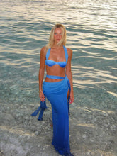Load image into Gallery viewer, 3 Pcs  Blue Bikini Swimsuit with Skirt Halter

