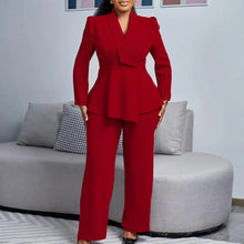 Load image into Gallery viewer, 2 Piece Women Sets Plus Size  New Arrival Matching Two Pieces Sets Blazer Coat Top Pants Suits Outfits Clothing
