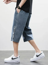 Load image into Gallery viewer, 8XL Summer Men's Jeans Denim Breeches Calf-Length Casual Shorts Washed Cotton Drawstring Straight Capris Pants Big Size
