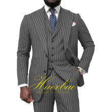 Load image into Gallery viewer, Men's Pinstripe  3 Piece Classic Slim Fit  Suits
