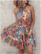Load image into Gallery viewer, Bohemian Sleeveless Female Sexy Suspender Painted Printed Dresses

