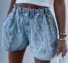 Load image into Gallery viewer, Denim Shorts for Women Streetwear Fashionable and Casual Rhinestone Versatile Y2k Cowboy Half Pants for Female Summer 2024 New
