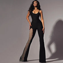 Load image into Gallery viewer, Gauze Jumpsuits Solid Black Jump Suits For Women Overalls Sleeveless Combinaison Femme Flare Pants Romper Monos Mujer Elegante
