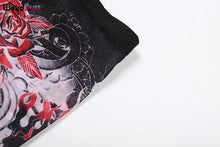 Load image into Gallery viewer, Weird Puss Aesthetic Print Sexy Women 2 Piece Set See Through Spring Turtleneck Crop Tops+Pants Stripe Stretch Thin Clubwear
