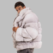 Load image into Gallery viewer, Real Fur Coat Men Natural Fox Fur Coats Turndown Collar Luxury Winter Men's Coat High Quality Warm Blue Fox
