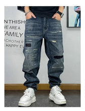 Load image into Gallery viewer, Patch Ripped Jeans Denim Cargo Pants
