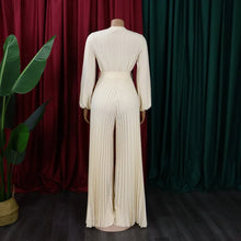 Load image into Gallery viewer, Elegant Pleated Jumpsuits &amp; Rompers Full Sleeve V Neck High Waisted Fashion Ladies Birthday Party Dinner Outfits Overalls Cloth
