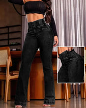Cargar imagen en el visor de la galería, Vaqueros elegantes de cintura alta con botones delanteros y estilo casual para mujer
