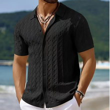 Load image into Gallery viewer, Summe Embroidery Men's Short Sleeved Fashion knitted Shirt 2025 Men's Business Solid Color Casual Button Cardigan POLO Shirt Top
