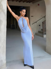 Load image into Gallery viewer, Weird Puss Sexy Backless Halter Ruched Hollow Sleeveless Maxi Dress
