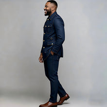 Load image into Gallery viewer, Men Suits 2 Piece Denim Single Breasted  Slim Fit Set
