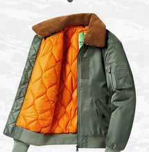 Load image into Gallery viewer, Winter Mens Fur Collar Bomber Jacket Military Coats Thick Cotton Liner Warm MA-1 Flight Pilot Jacket Male
