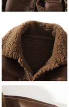 Load image into Gallery viewer, Schinteon Men Suede Leather Jacket Autumn Winter Warm Thick Casual Outwear Faux Lamb Wool Fur Solid Color Turn-down Collar Coat
