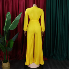 Load image into Gallery viewer, Elegant Pleated Jumpsuits &amp; Rompers Full Sleeve V Neck High Waisted Fashion Ladies Birthday Party Dinner Outfits Overalls Cloth

