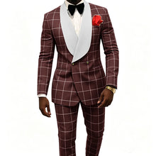 Load image into Gallery viewer, Men's Suit – Plaid Fabric, Groom's Tailcoat for Weddings, Classic Custom 2-Piece Suit (Jacket &amp; Trousers)
