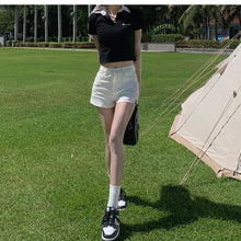 Load image into Gallery viewer, Black White Elegant Slim Denim Shorts
