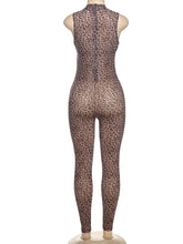 Cargar imagen en el visor de la galería, Weird Puss Hollow See Through Sexy Leopard Print Sleeveless Jumpsuit
