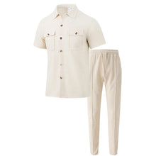 Load image into Gallery viewer, Men's Summer Fashion Comfortable Casual Sports Two-Piece Suit Workwear Shirt And Pants Set Short Sleeve Shirt
