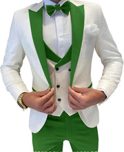 Load image into Gallery viewer, Mens Jacquard Suit 3 Piece Slim Fit Suits Prom Formal Business Suit for Men Jacket Vest Pants Wedding Suit
