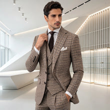 Load image into Gallery viewer, Men's Houndstooth Plaid  Tuxedo Attire Customized 3 Piece Sets
