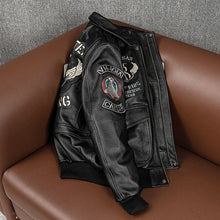 Load image into Gallery viewer, 2025 New Spring Men's Genuine Leather Jacket Embroidery Bomber Cowhide Air Force Jacket Motorcycle Leather Coat A2 Biker Clothes
