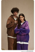 Lade das Bild in den Galerie-Viewer, ZODF  Retro  Men Spray-Dyed Zipper Hoodies Unisex
