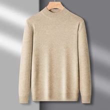 Load image into Gallery viewer, Men's Mock Neck 100% Pure Woolen Sweaters Autumn Winter Warm Cashmere Sweater Solid Knitted Pullovers for Men Slim Knitwear Tops
