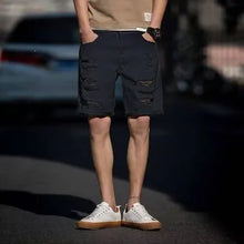 Load image into Gallery viewer, Men's Fashion Denim Shorts Summer Ripped Casual Denim Knee Length Solid Jeans Shorts White Classic Jeans Shorts Y2k Streetwear
