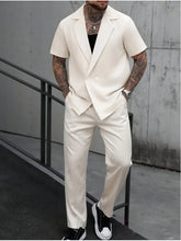 Load image into Gallery viewer, Men's Short-Sleeve , Solid Color European &amp; American Style Casual 2-Piece  Suit
