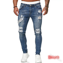 Charger l'image dans la galerie, Mens Ripped Skinny Jeans Blue Slim Fit Hole Pencil Pants Biker Casual Trousers Streetwear 2020 High Quality Denim Man Clothing
