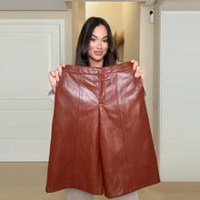 Load image into Gallery viewer, Street Women's Cropped Leather Jacket Skirt Set Stand Collar Zipper Coats Pleated Mini Skirts 2026 Spring Lady Fashion Suit
