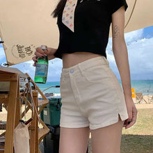 Load image into Gallery viewer, Black White Elegant Slim Denim Shorts
