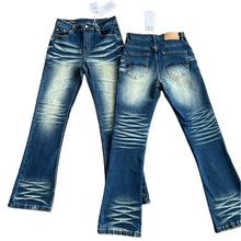 Load image into Gallery viewer, Heavy Water Wash Dark Blue Washed Cat Beard Jeans

