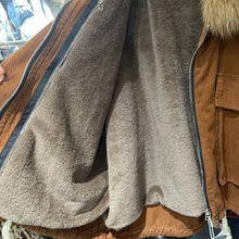 画像をギャラリービューアに読み込む, Fox Fur Denim Fleece-Lined and Batwing Sleeve Cotton Coat
