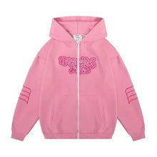 Load image into Gallery viewer, American Y2K New Hip Hop Trend Zipper Hoodie Women Street Casual Loose Joker Vintage Sweatshirt Unisex Fleece Padded Warm Hoodie
