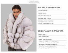 Load image into Gallery viewer, Real Fur Coat Men Natural Fox Fur Coats Turndown Collar Luxury Winter Men's Coat High Quality Warm Blue Fox
